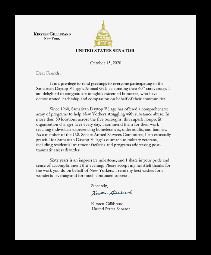 Kirsten Gillibrand letter